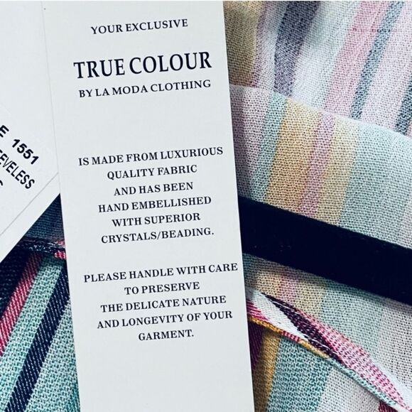 NWT La Moda Vertical Stripe Maxi Dress High Slits Size S/M - Picture 7 of 12